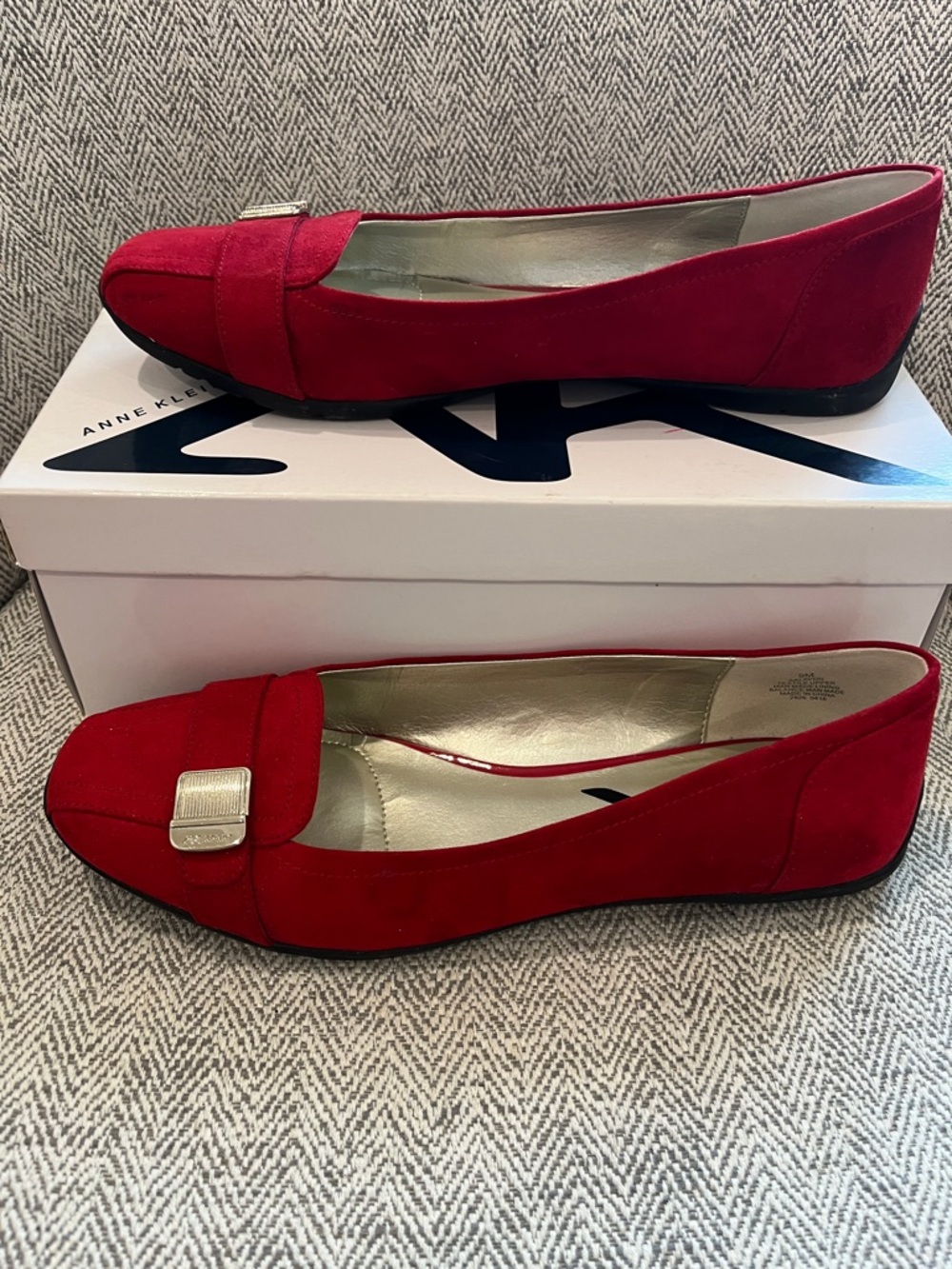 Anne Klein Red Suede Loafers size 9 - Picture 5 of 9